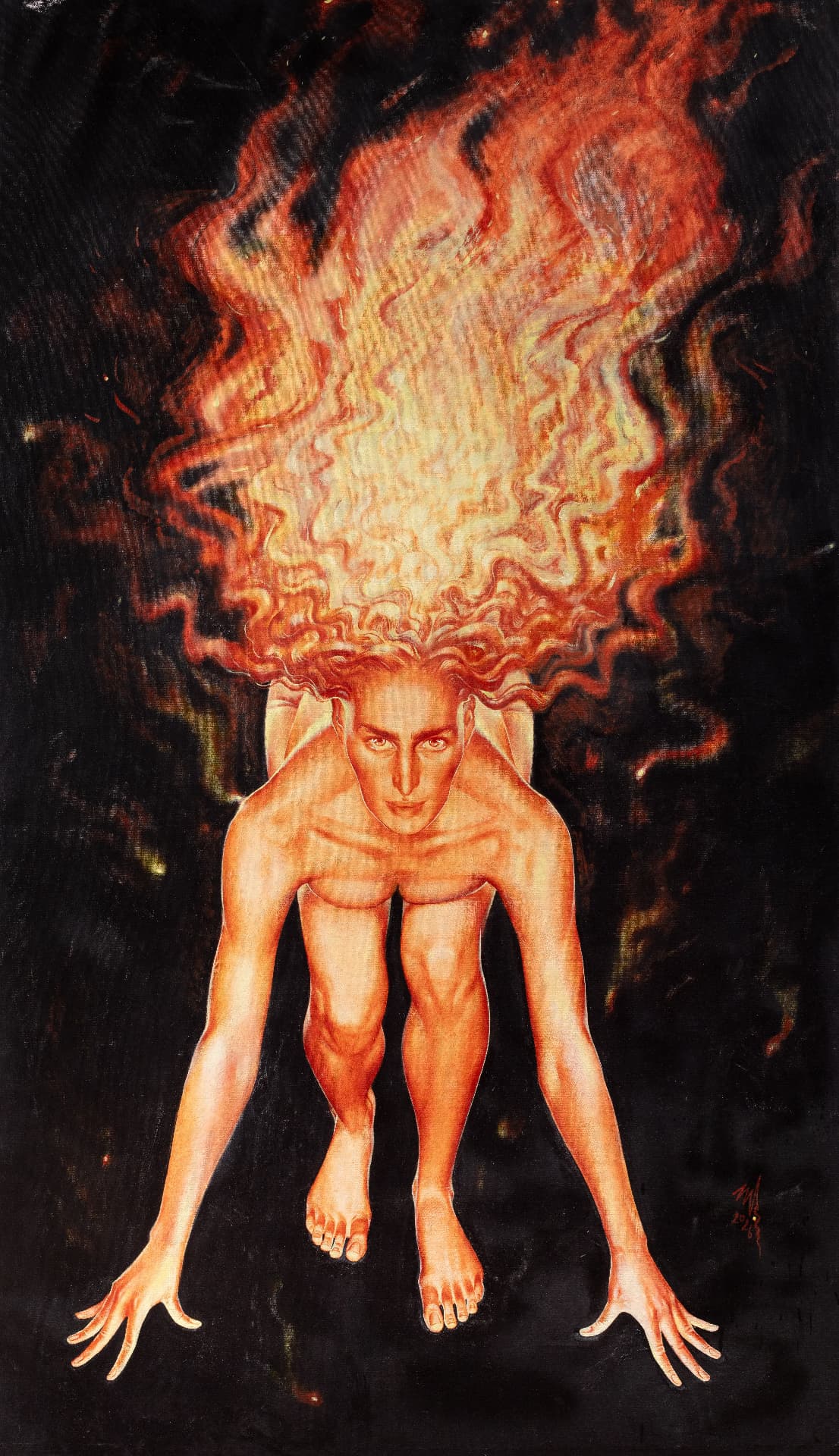«1,2,3 fire!», Холст/масло, 165 × 97 см, 2026, художник Наталья Дикунова