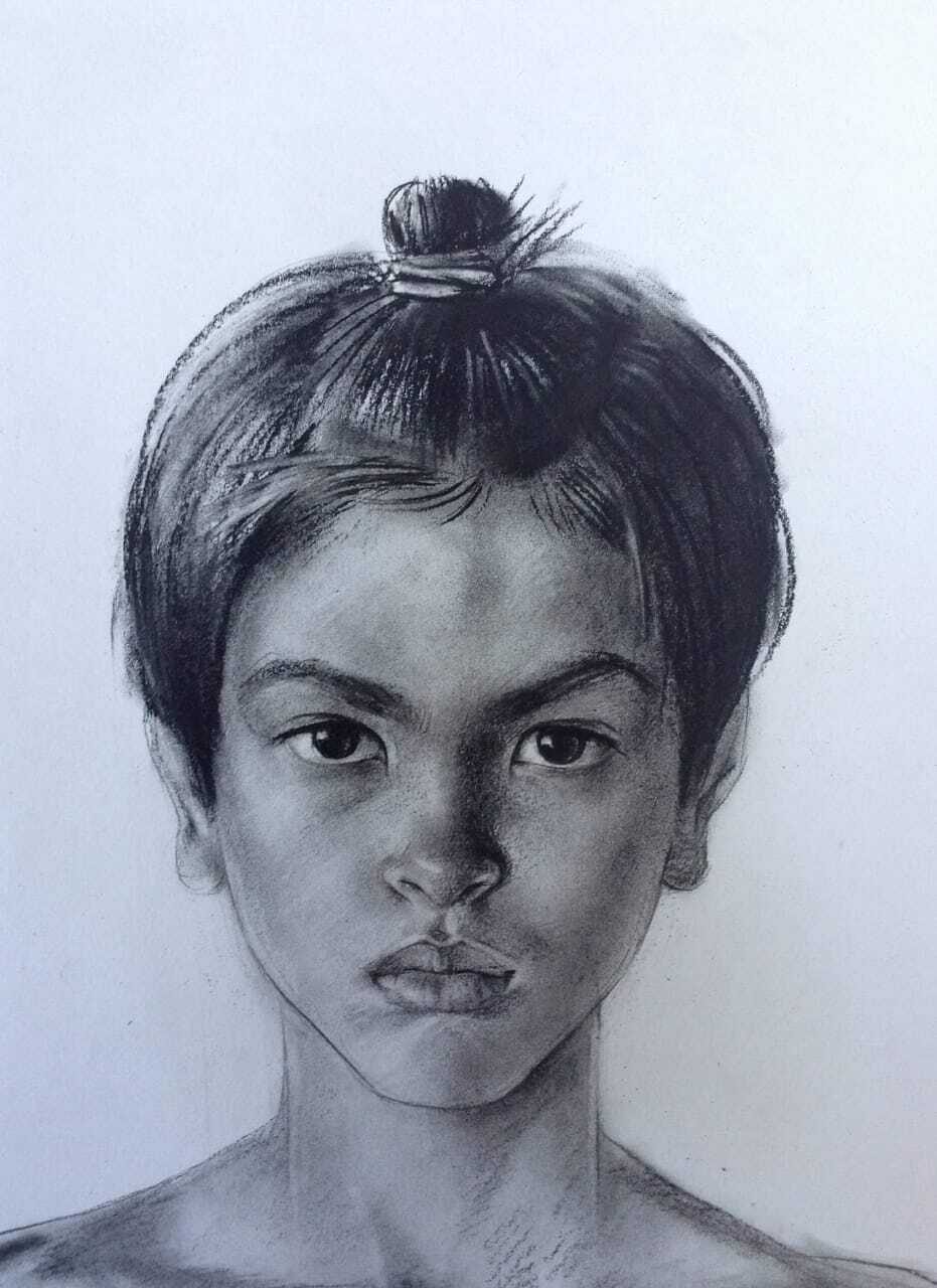 ТИШКА, Бумага/уголь, 40 × 30 см, 2018, художник Наталья Дикунова