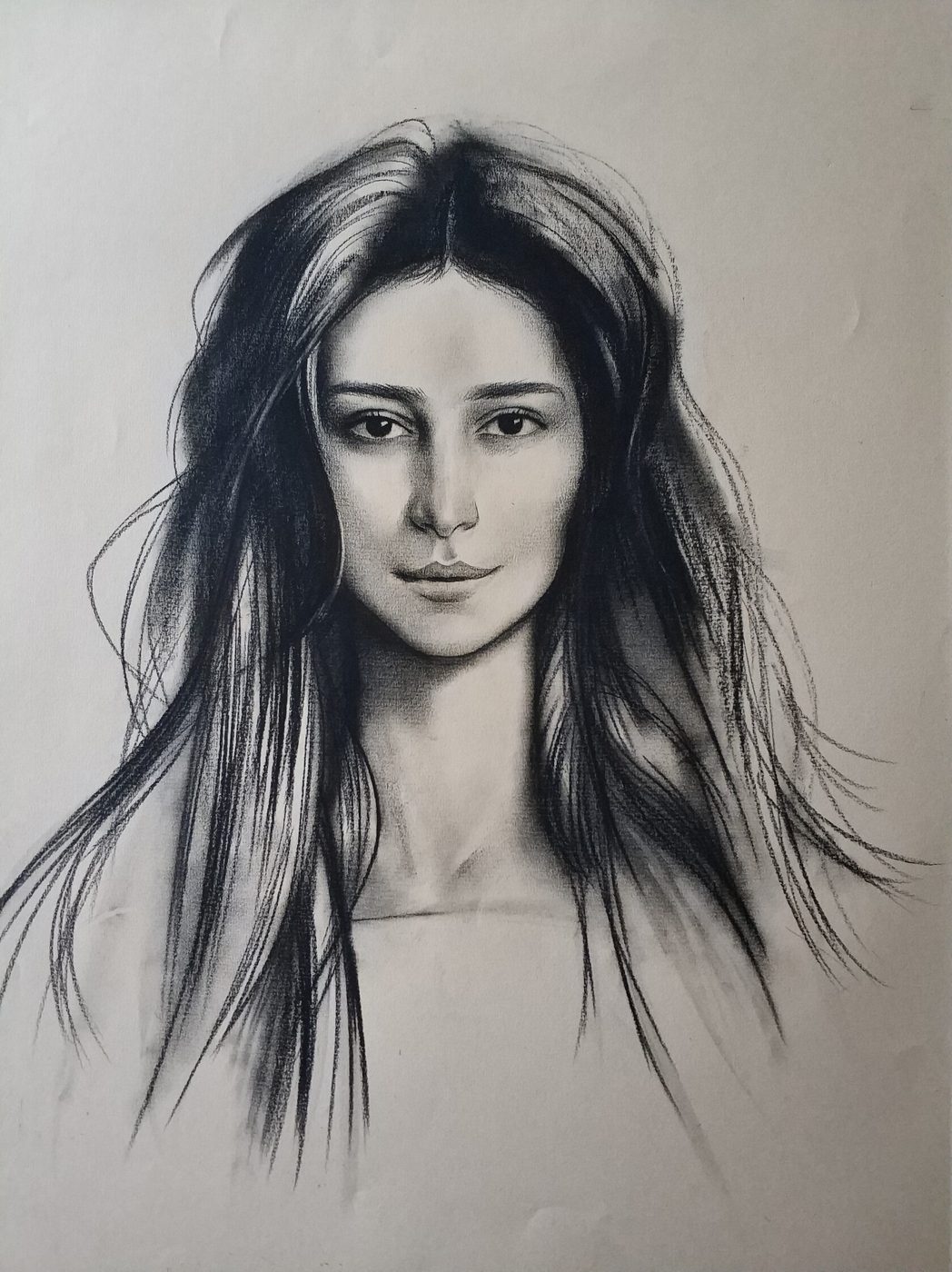 ПОРТРЕТ РАВШАНЫ из серии «актеры», Бумага/уголь, 50 × 40 см, 2019, художник Наталья Дикунова