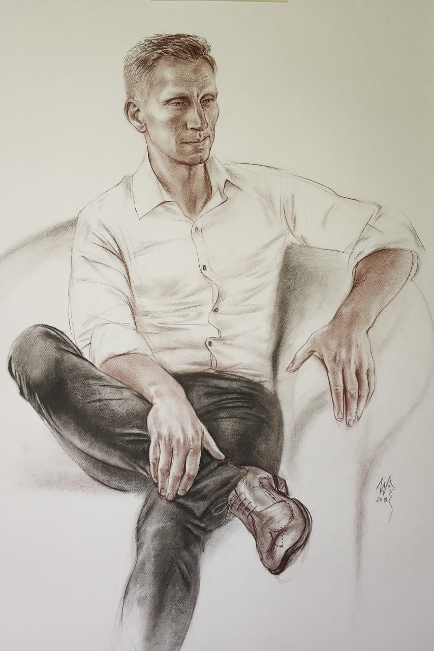 ПАВЕЛ, Бумага/сепия, 80 × 65 см, 2018, художник Наталья Дикунова