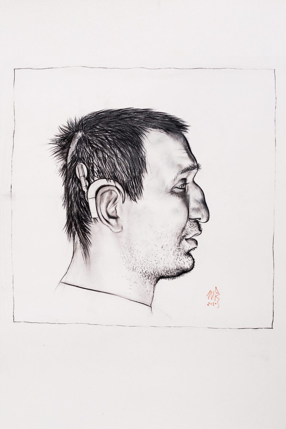 МИША ХУРАНОВ, Бумага/уголь 40 × 30 см, 2020, художник Наталья Дикунова