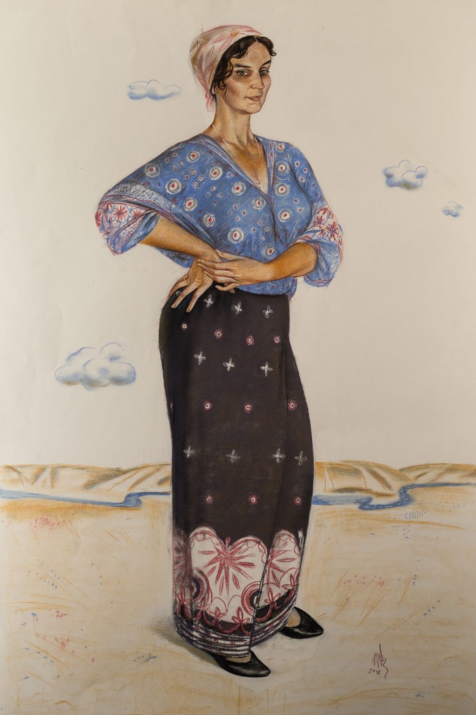 КАЗАЧКА, Бумага/пастель, 100 × 70 см, 2018, художник Наталья Дикунова