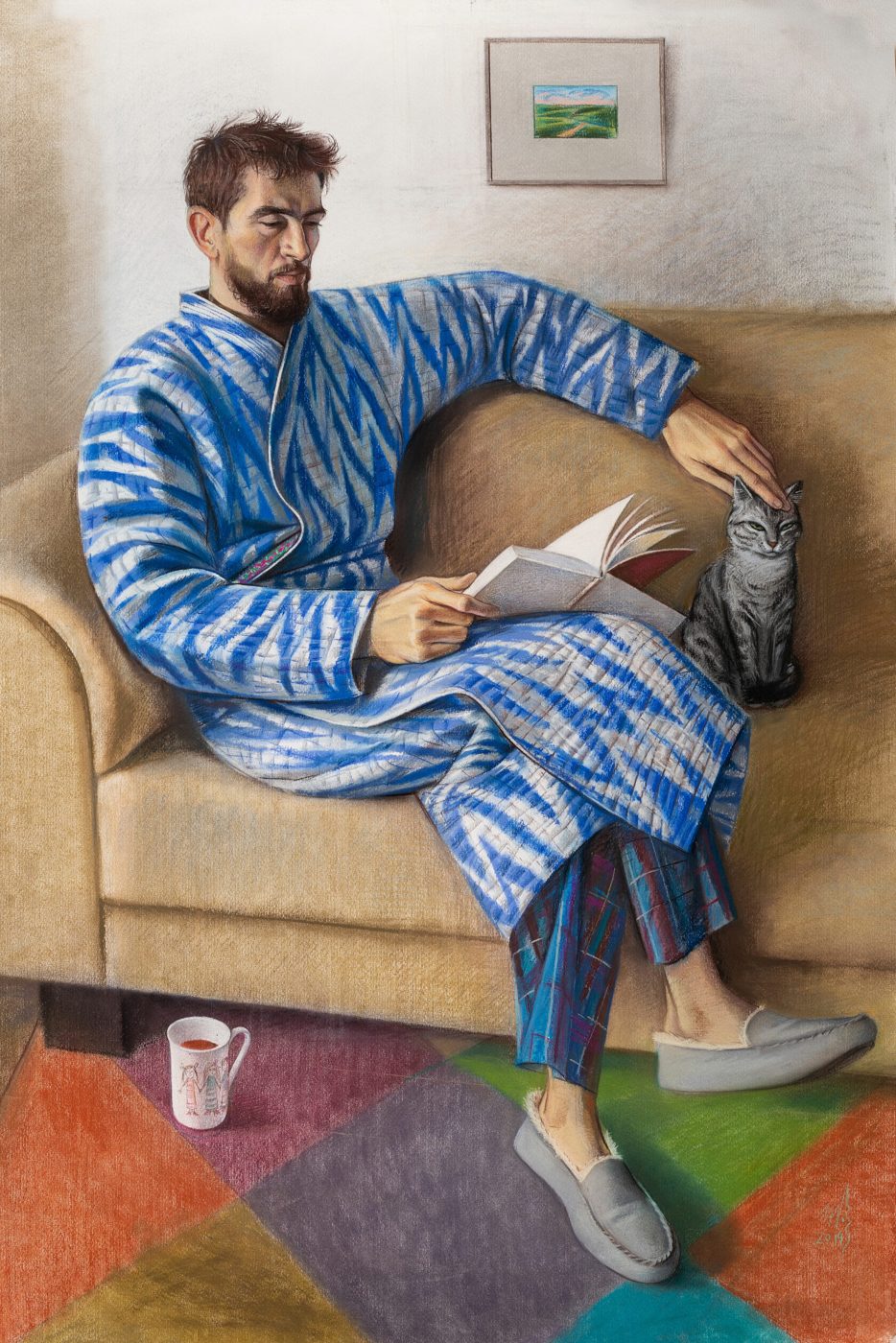 АЛЕКСЕЙ В ЧАПАНЕ, Бумага/пастель, 100 × 70 см, 2019, художник Наталья Дикунова