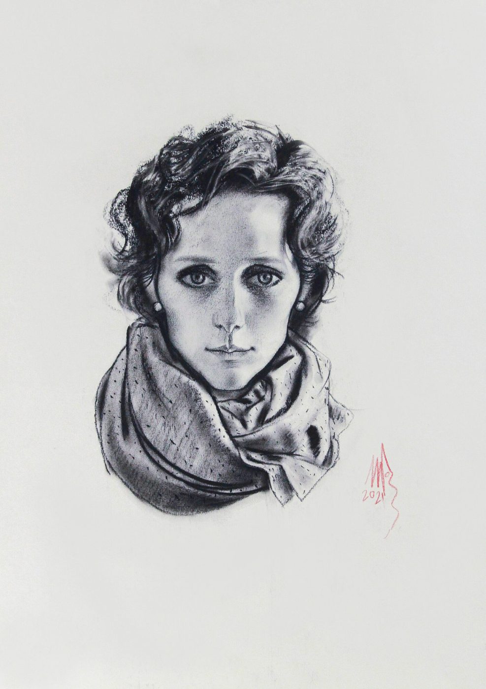 ЛИЗА, Бумага/уголь, 45 × 30 см, 2021, художник Наталья Дикунова