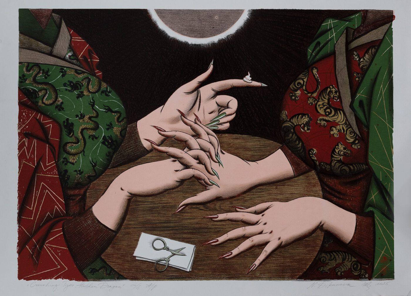 КРАДУЩИЙСЯ ТИГР, ЗАТАИВШИЙСЯ ДРАКОН, Цв.литография, 70 × 97 см, 2025, художник Наталья Дикунова