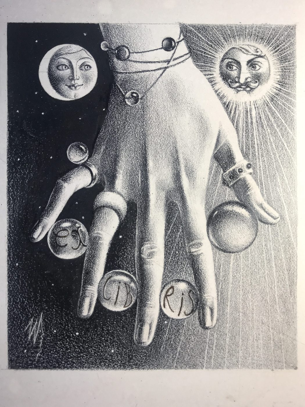 PER FELICE «ИГРА В СТЕКЛЯННЫЕ ШАРИКИ», Литография, 18 × 12 см, 2020, художник Наталья Дикунова