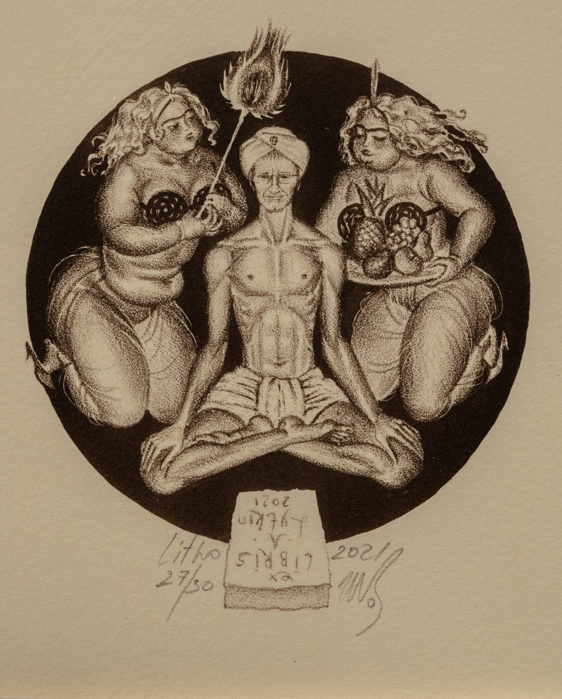 EX LIBRIS A. Lytkin, Литография 10 × 10 см, 2022, художник Наталья Дикунова